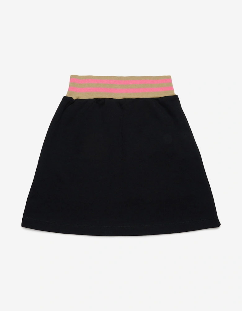 Girls Cotton Fleece Pocket Skirt in Black