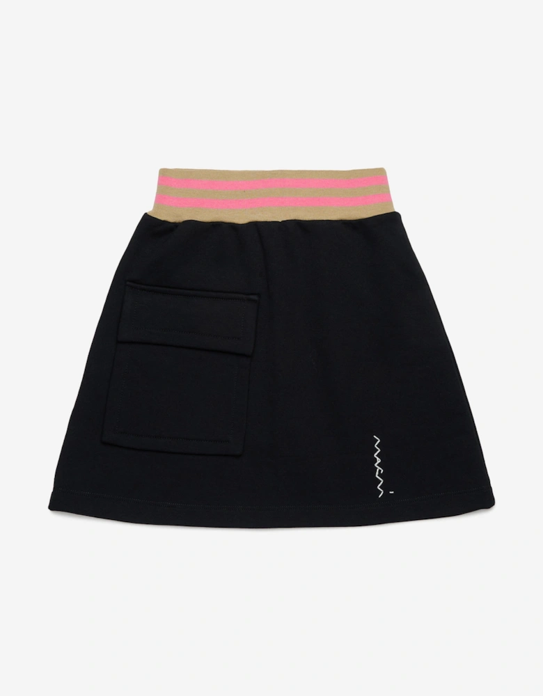 Girls Cotton Fleece Pocket Skirt in Black