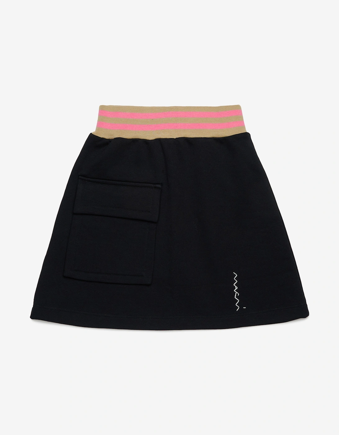 Girls Cotton Fleece Pocket Skirt in Black, 5 of 4