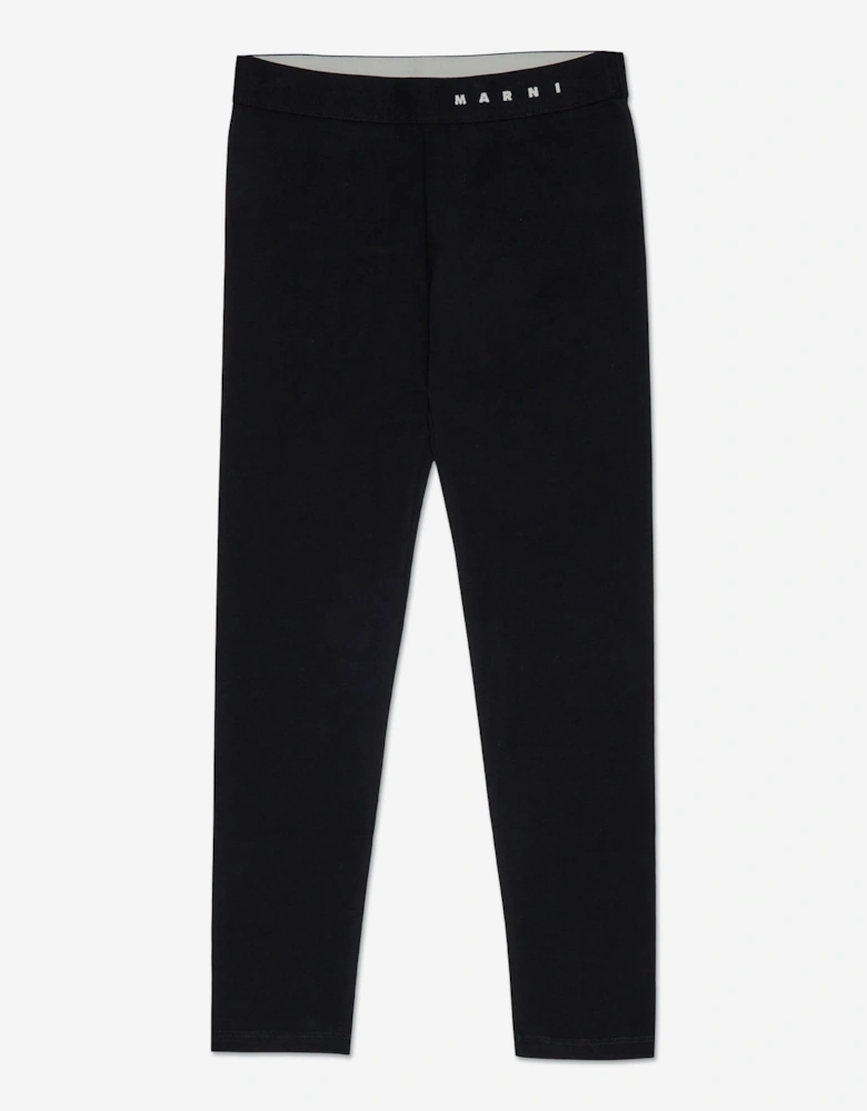 Girls Logo Waistband Leggings in Black