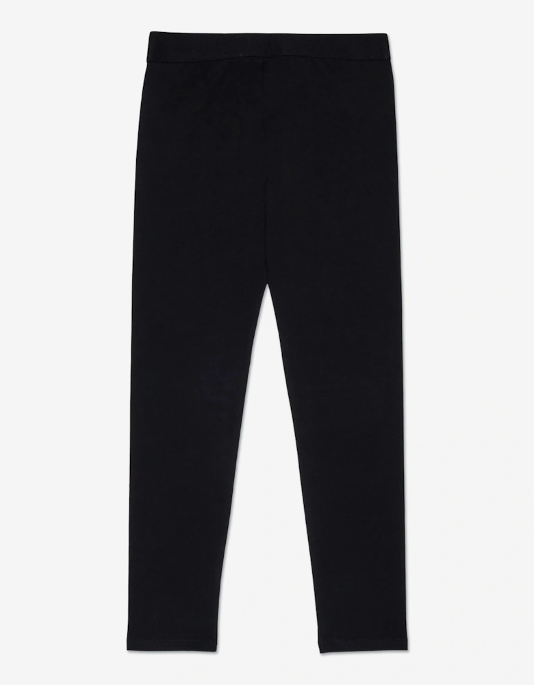 Girls Logo Waistband Leggings in Black
