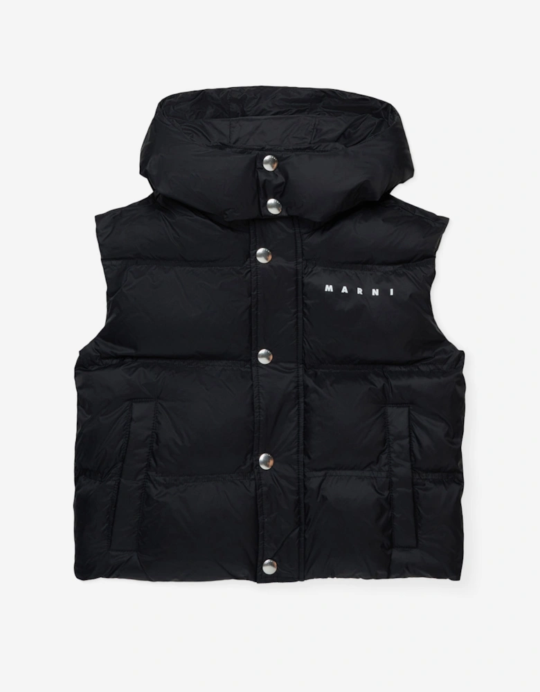 Kids Padded Logo Gilet in Black