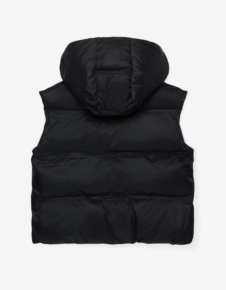 Kids Padded Logo Gilet in Black