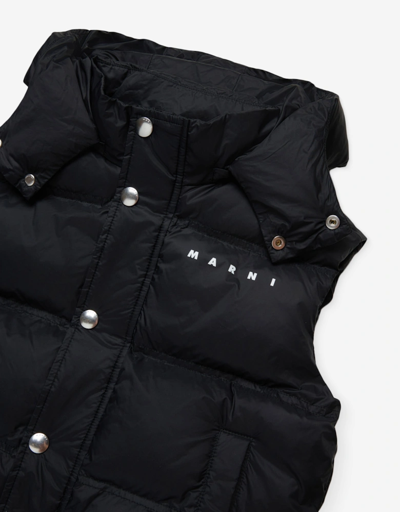 Kids Padded Logo Gilet in Black