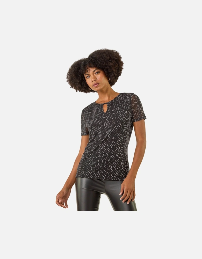 Embellished Keyhole Stretch Top