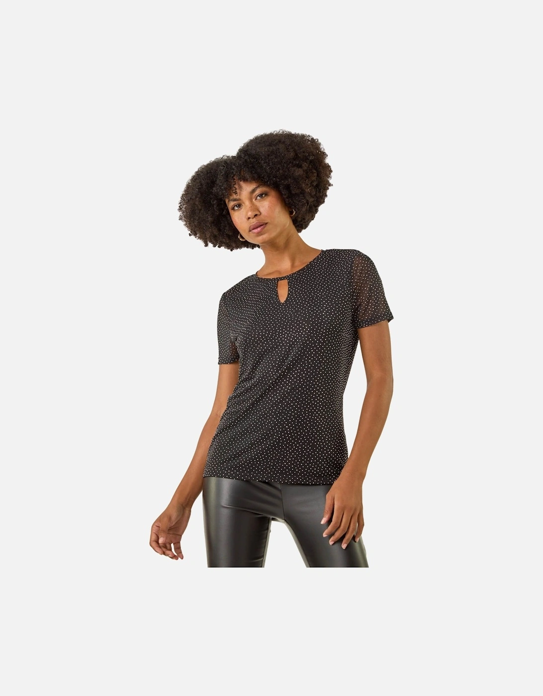 Embellished Keyhole Stretch Top, 2 of 1