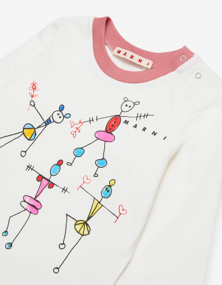 Baby Girls Long Sleeve T-Shirt in White