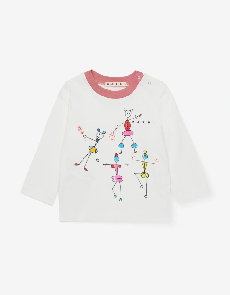 Baby Girls Long Sleeve T-Shirt in White