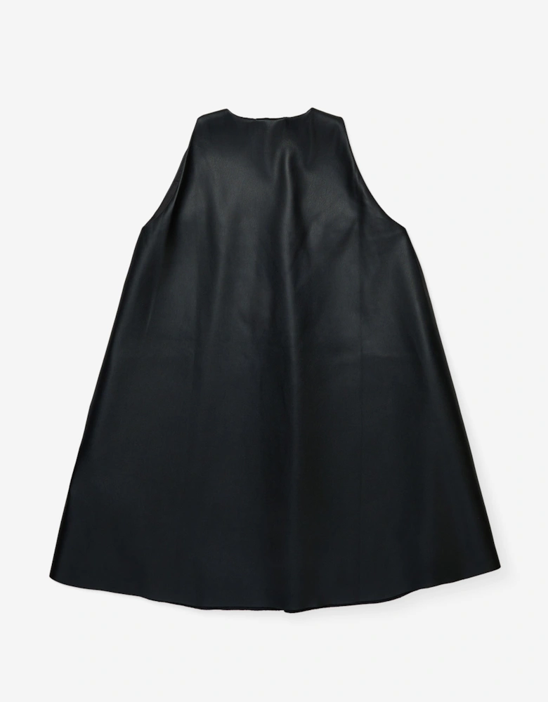 Girls Faux Leather Sleeveless Dress in Black