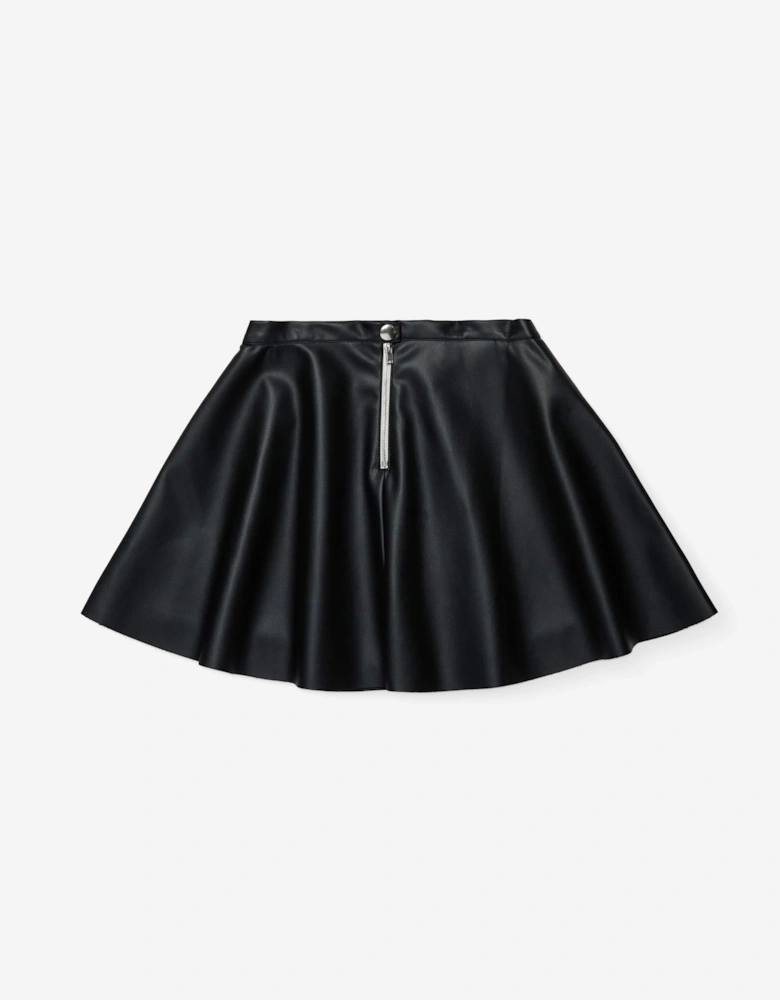 Girls Faux Leather Skirt in Black