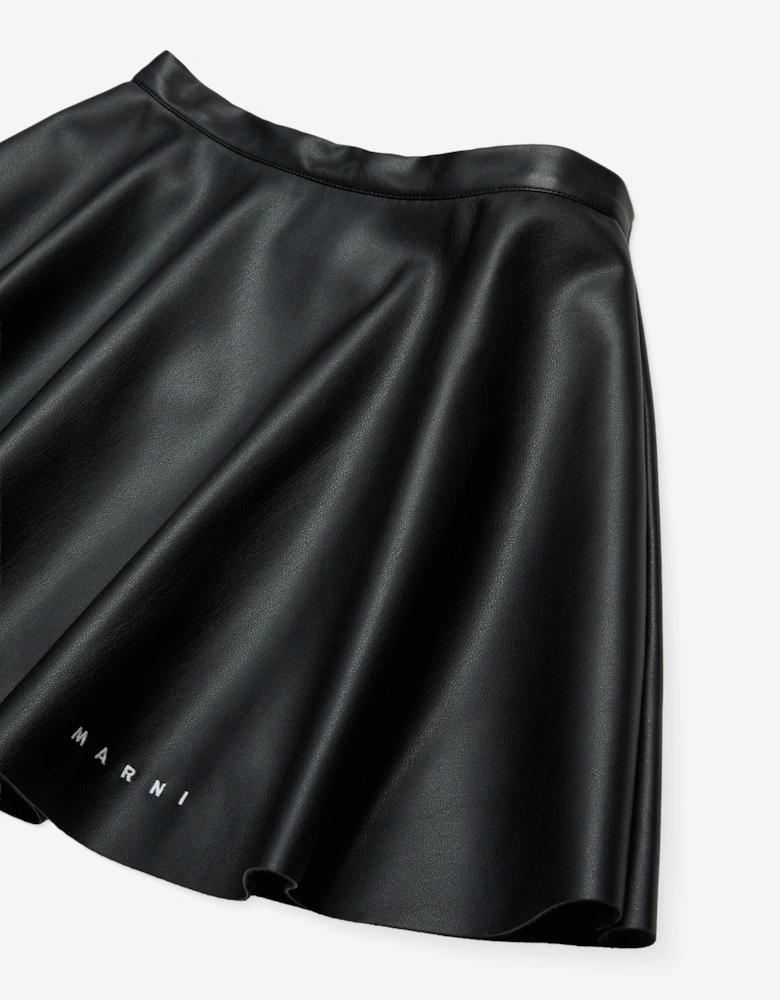 Girls Faux Leather Skirt in Black