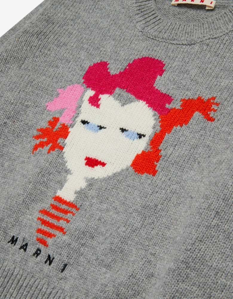 Girls Wool Rock Doll Jumper in Grey