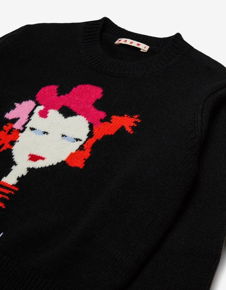 Girls Wool Rock Doll Jumper in Black
