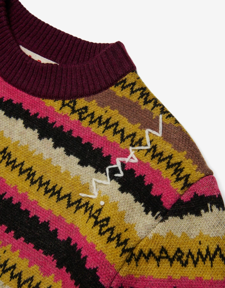 Girls Striped Wool Knit Jumper in Multicolour
