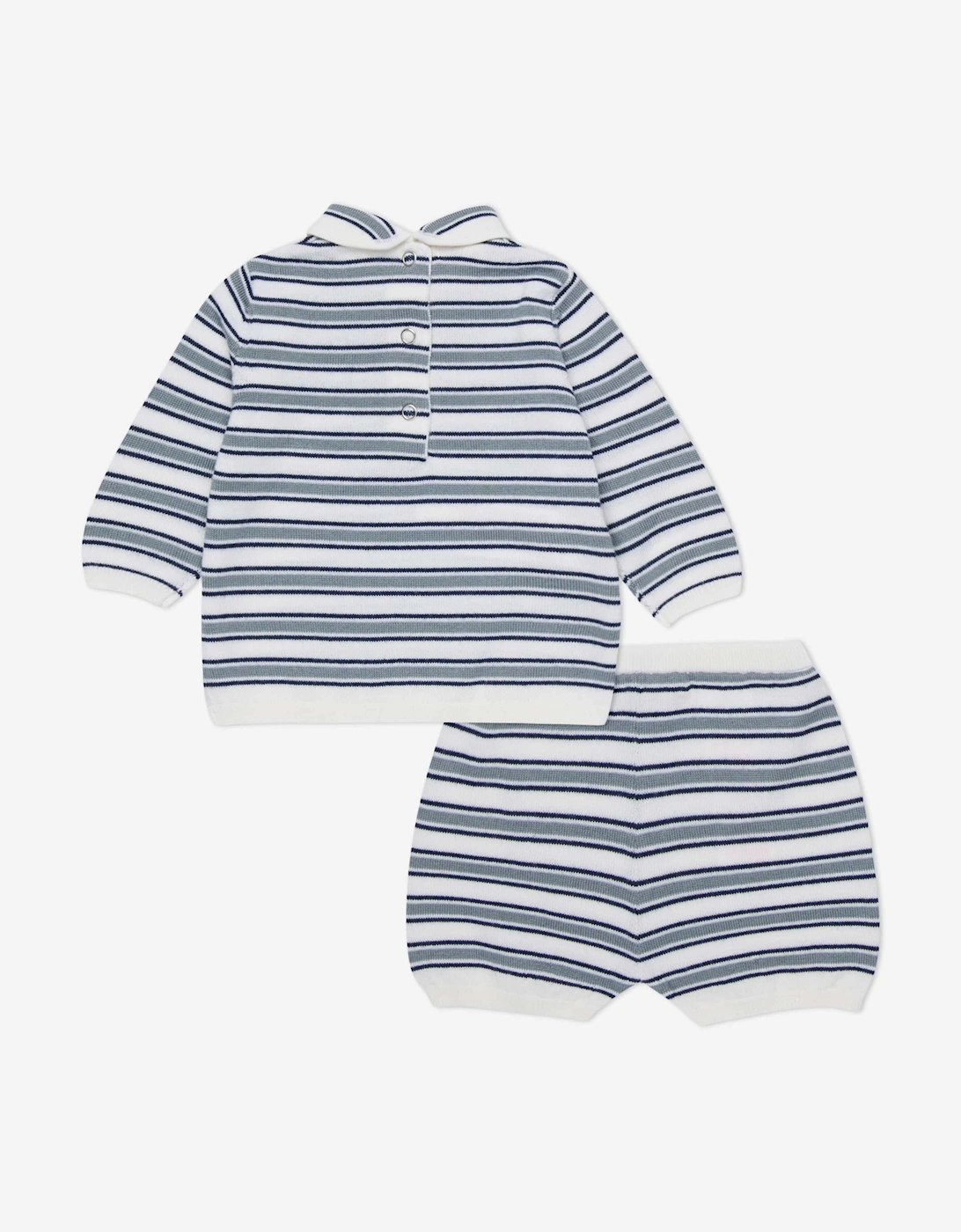 Baby Striped Short Set in White