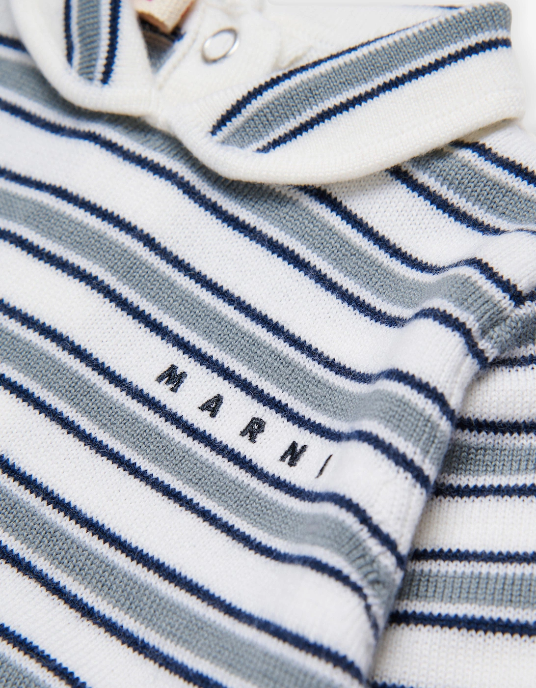 Baby Striped Short Set in White