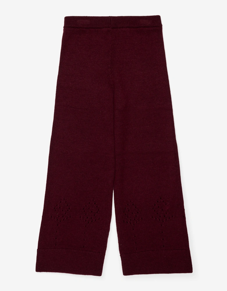 Girls Wool Knit Trousers in Red