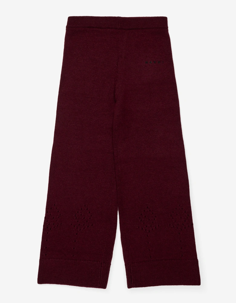 Girls Wool Knit Trousers in Red