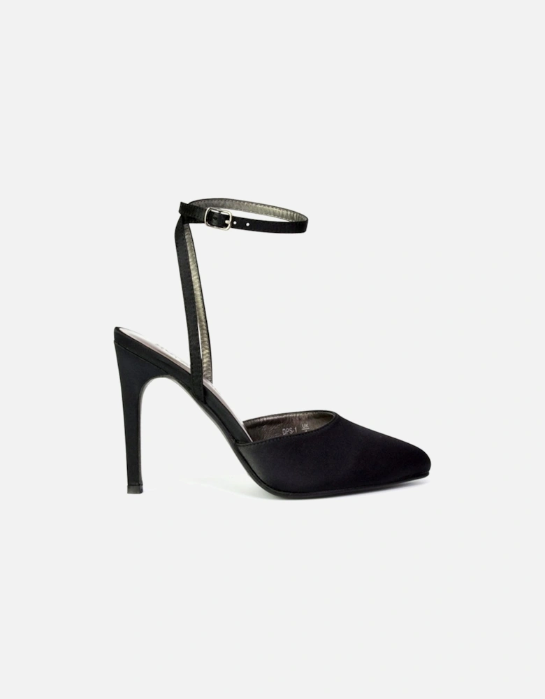 'Liliane' 2 Part Pointed Toe Satin Shoes Stiletto Heel