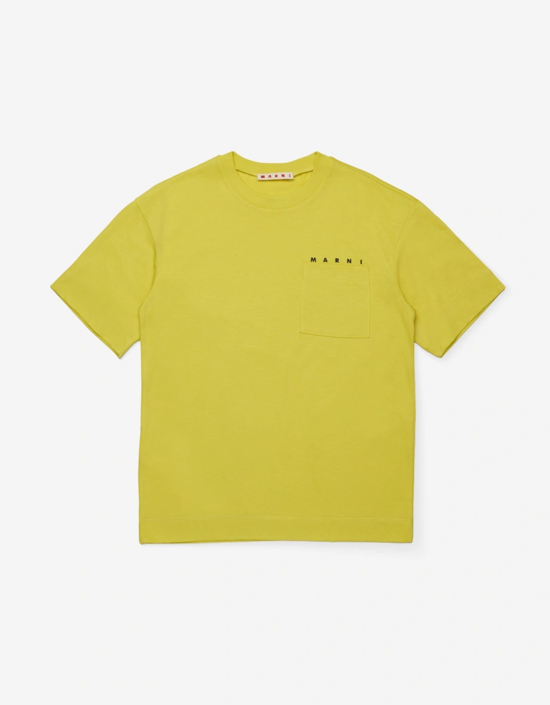 Kids Pocket Logo T-Shirt in Yellow