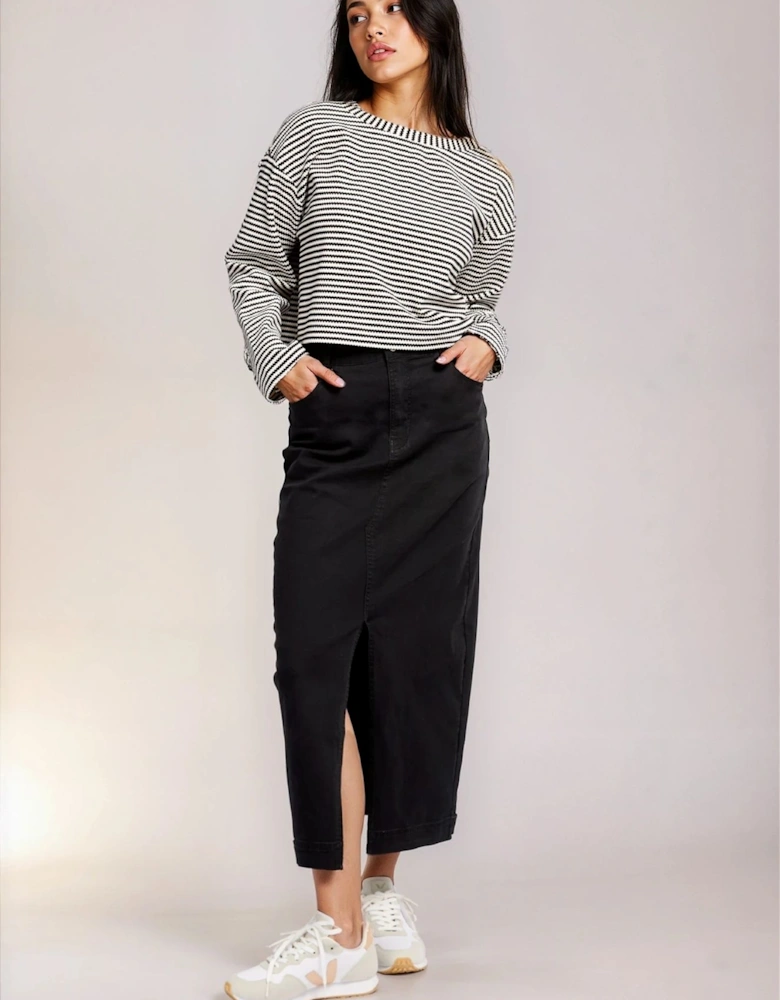 Black Denim Midaxi Skirt