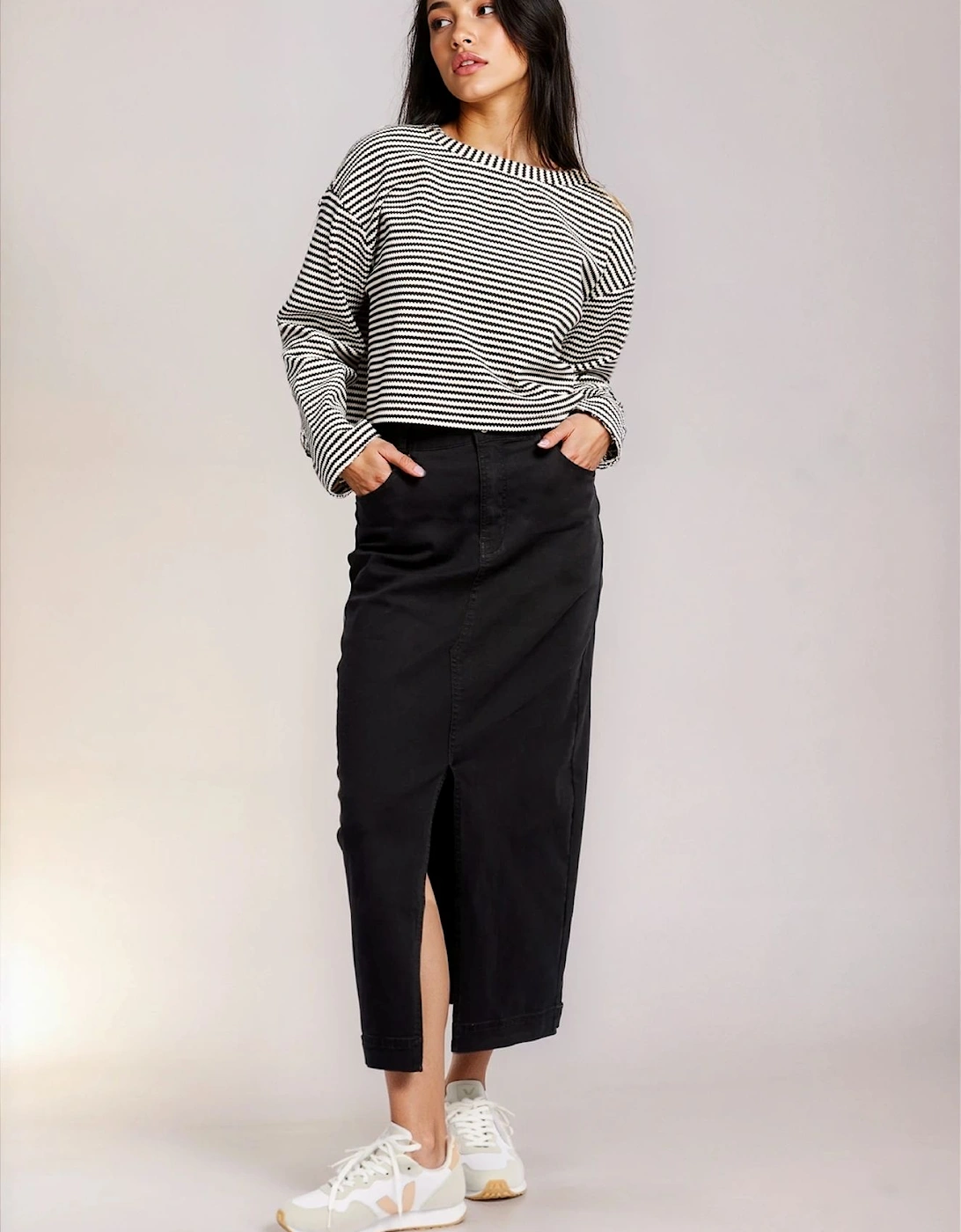 Black Denim Midaxi Skirt, 2 of 1