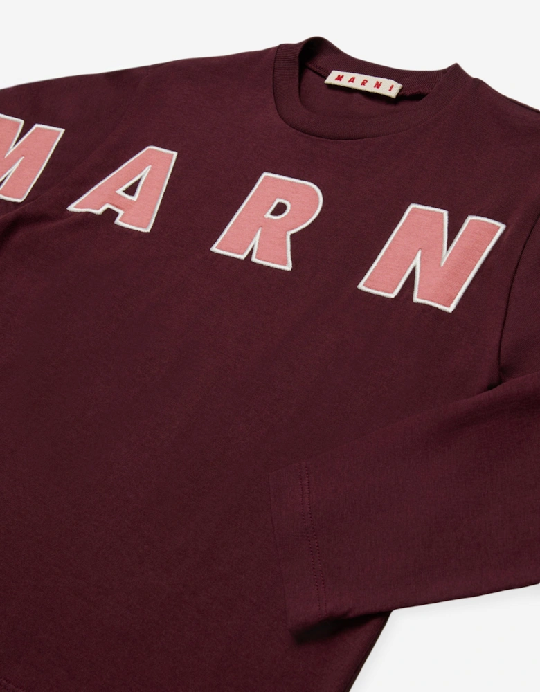 Girls Long Sleeve Logo T-Shirt in Red