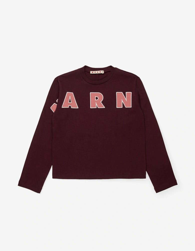 Girls Long Sleeve Logo T-Shirt in Red