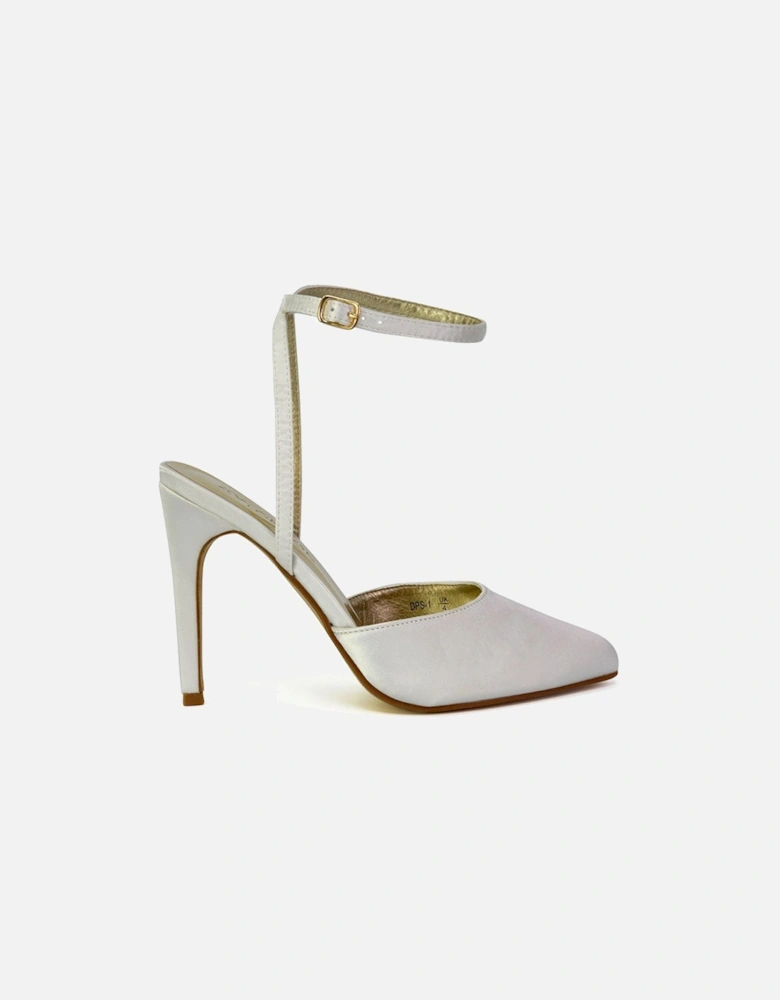 'Liliane' 2 Part Pointed Toe Satin Shoes Stiletto Heel