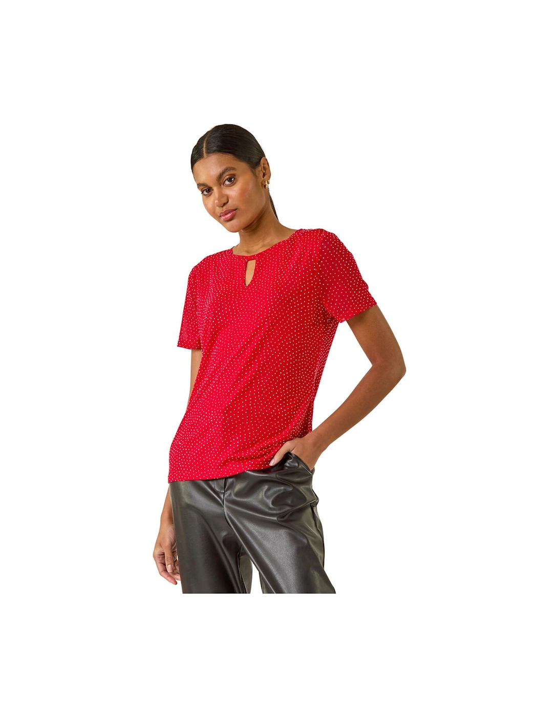 Embellished Keyhole Stretch Top, 2 of 1