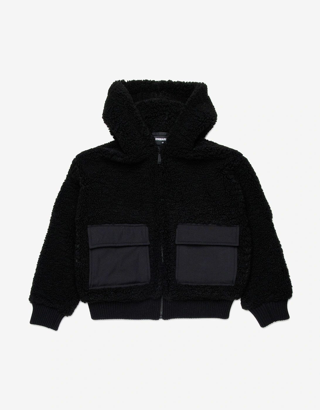 Kids Teddy Fleece Icon Jacket in Black, 5 of 4