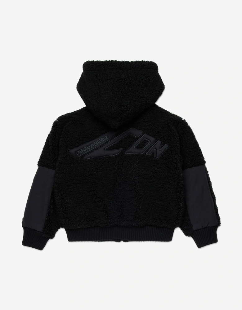 Kids Teddy Fleece Icon Jacket in Black