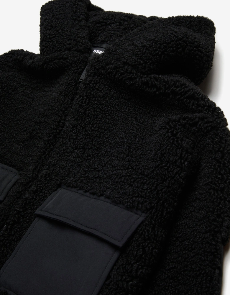 Kids Teddy Fleece Icon Jacket in Black