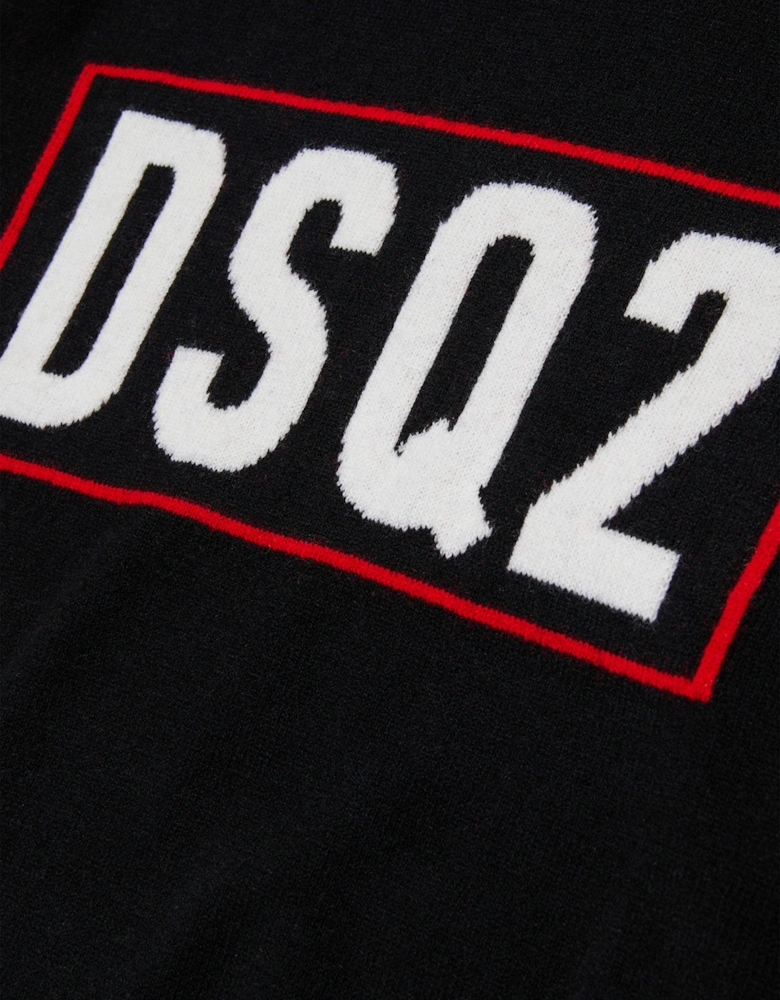 Kids Wool Knit Logo Jumper in Black