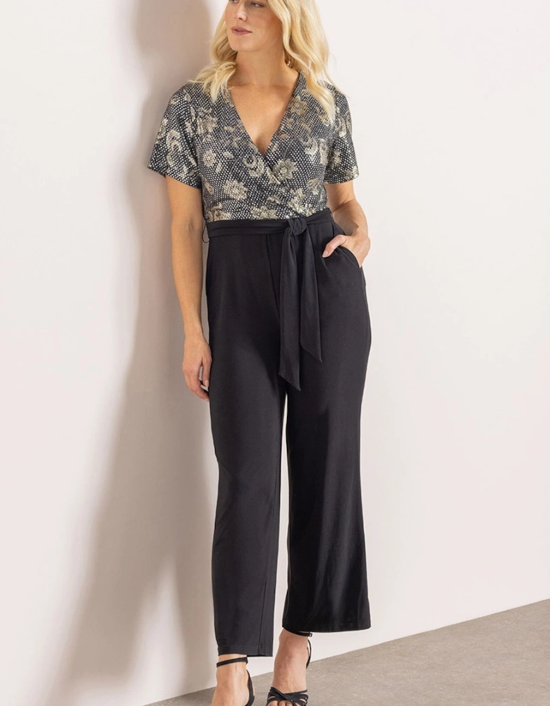 Lurex Wrap Top Wide Leg Jumpsuit