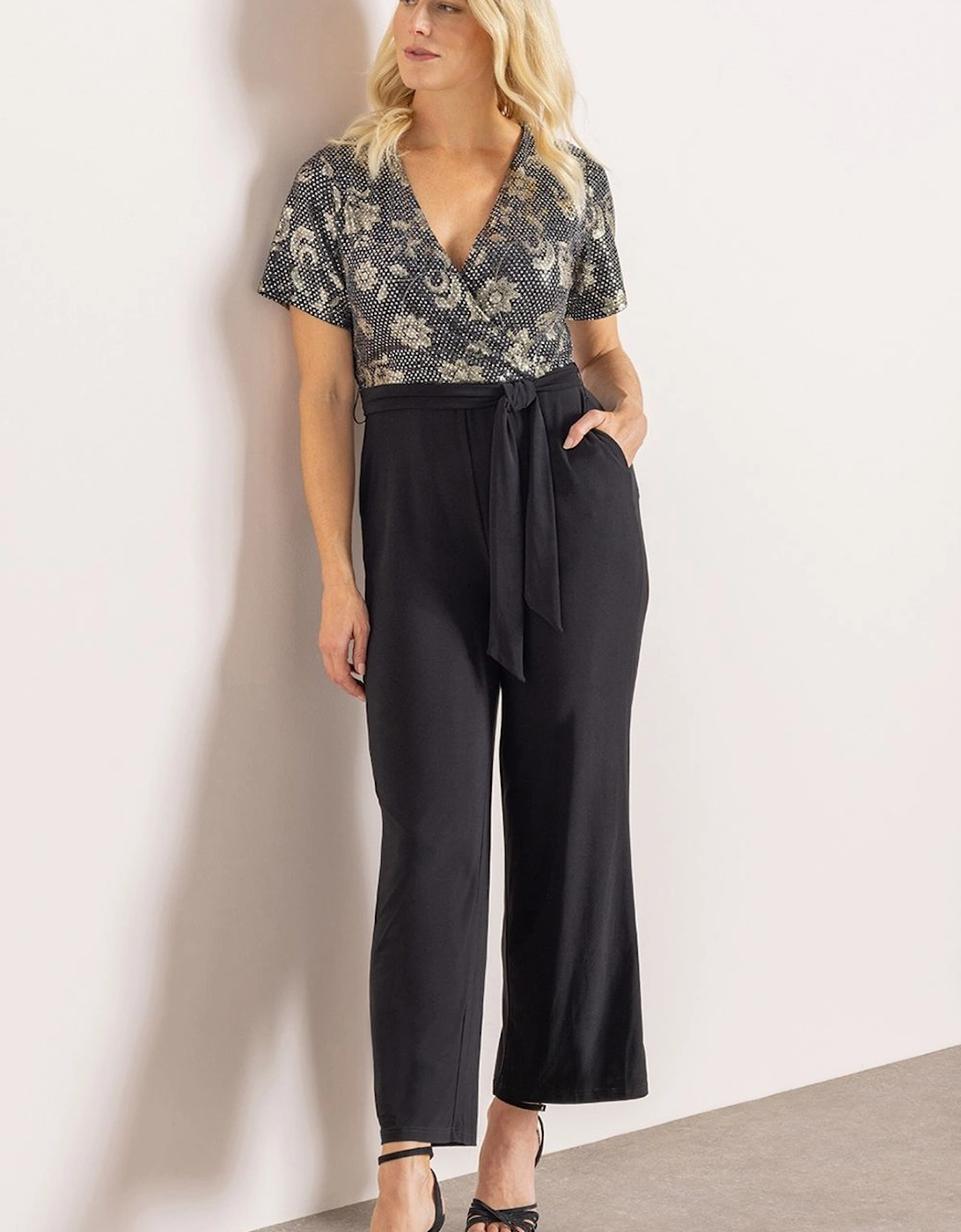 Lurex Wrap Top Wide Leg Jumpsuit, 2 of 1