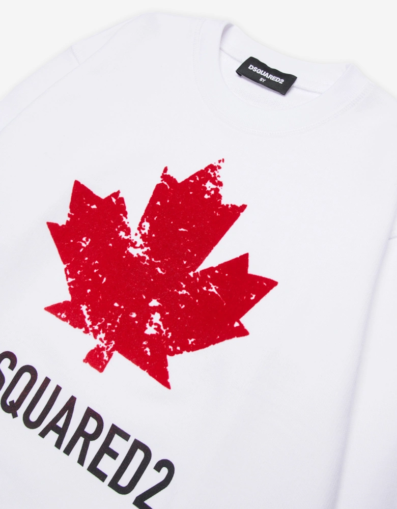 Kids Maple Leaf Logo Sweatshirt in White