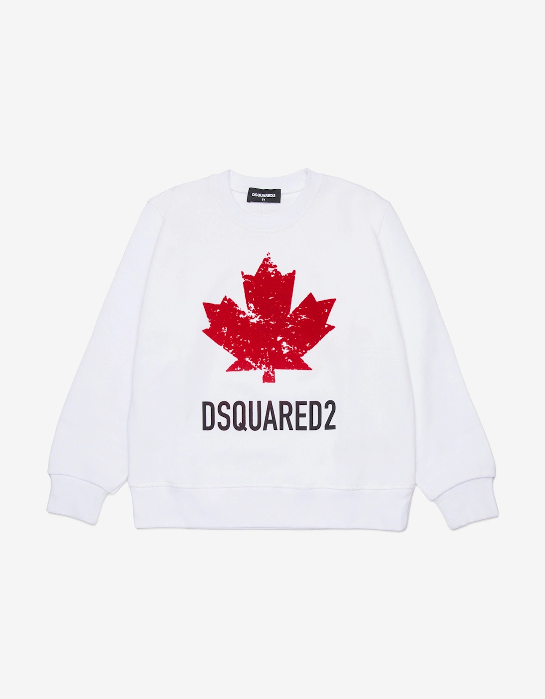 Boy's Dsquared2 Kids Maple Leaf Logo Sweatshirt in White - Size: 8 years