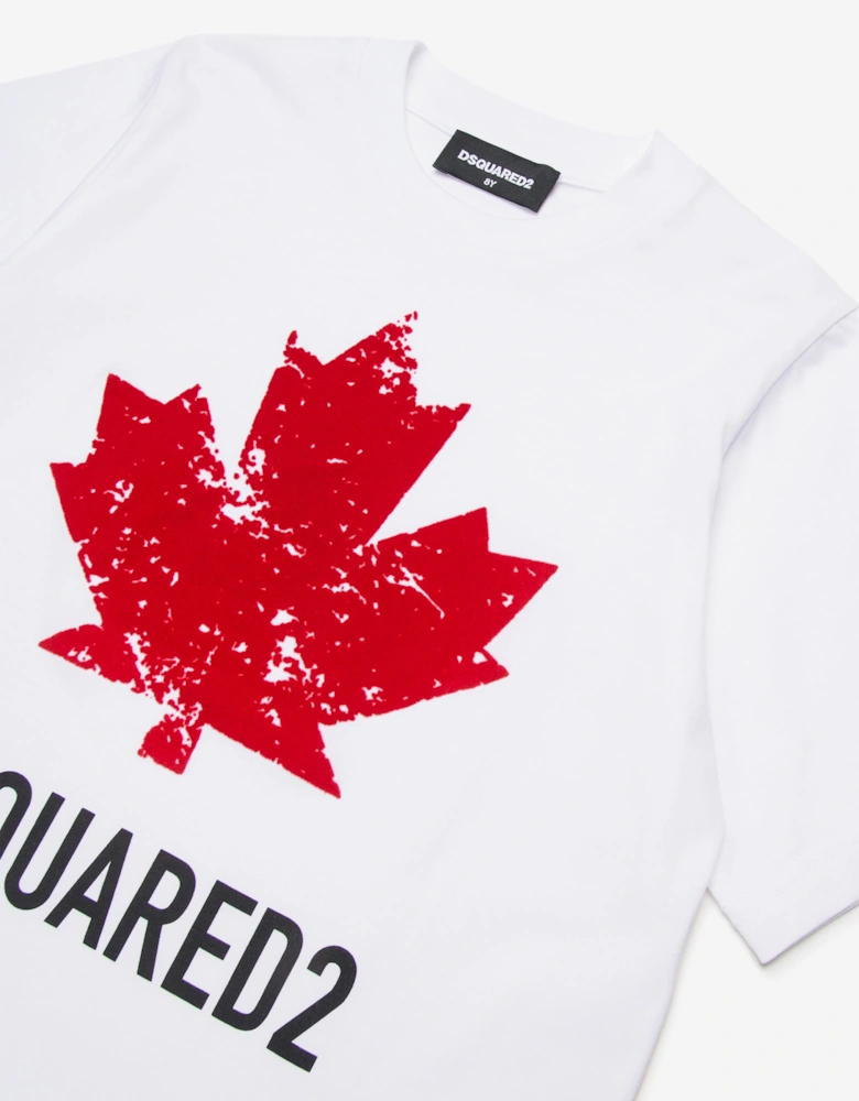 Kids Maple Leaf Logo T-Shirt in White