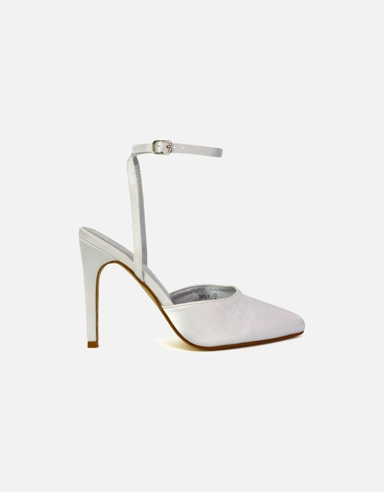 'Liliane' 2 Part Pointed Toe Satin Shoes Stiletto Heel