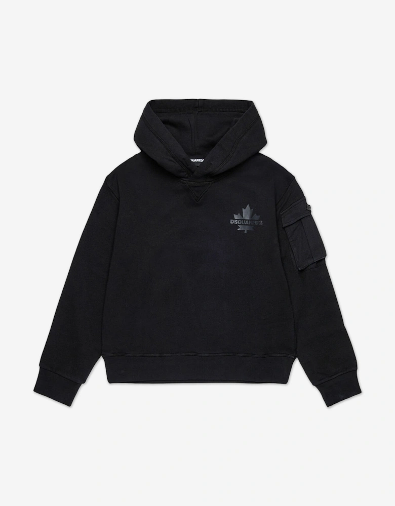 Kids Maple Leaf Logo Hoodie in Black