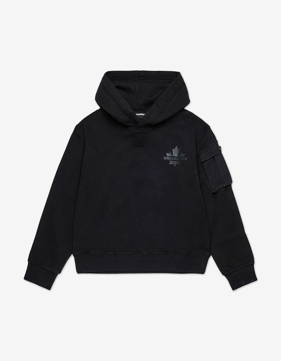 Kids Maple Leaf Logo Hoodie in Black, 5 of 4