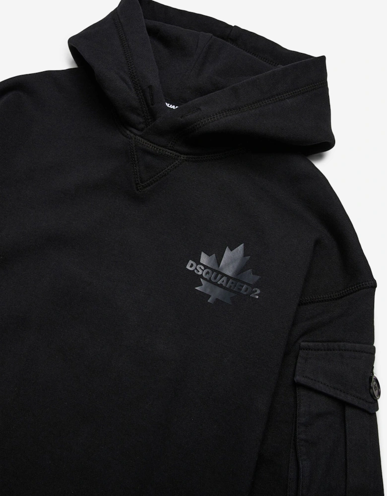Kids Maple Leaf Logo Hoodie in Black