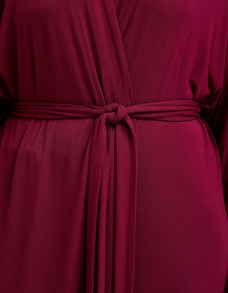 Bamboo Lace Kimono Robe in Bordeaux
