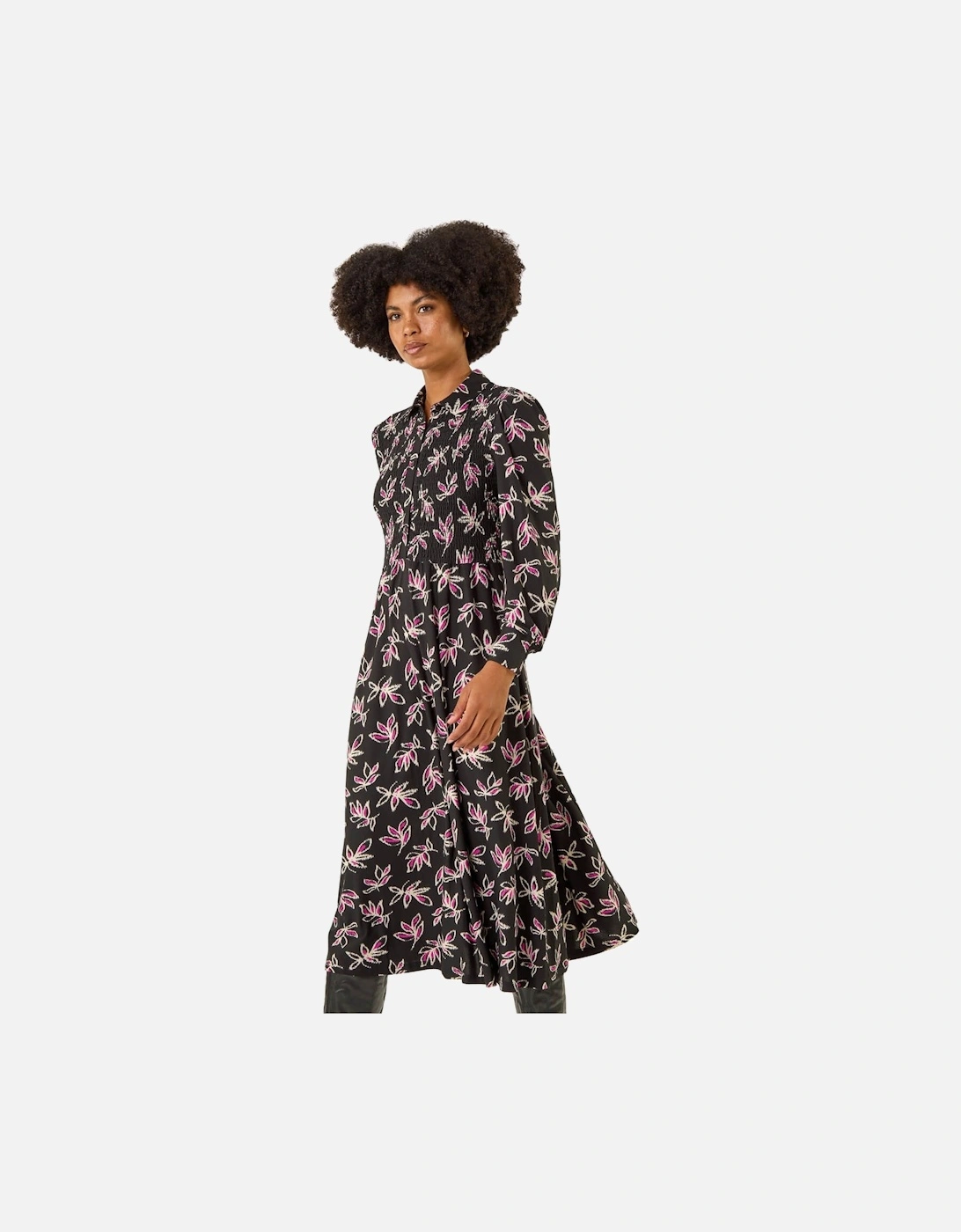 Leaf Print Midi Shirt Dress, 2 of 1