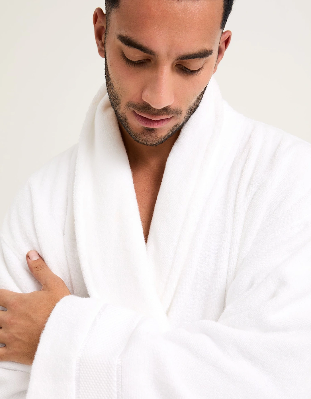 Mister You Bamboo Towelling Robe in Cloud White