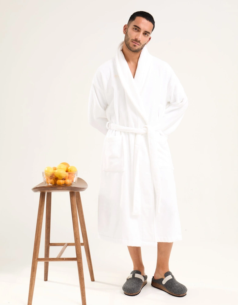 Mister You Bamboo Towelling Robe in Cloud White