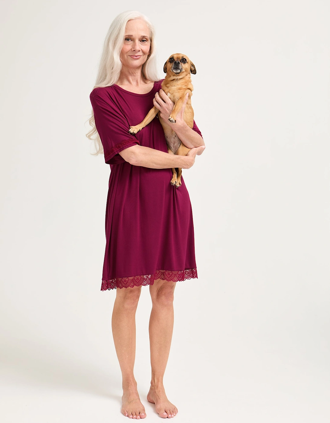 Bamboo Lace Tee Dress in Bordeaux, 5 of 4