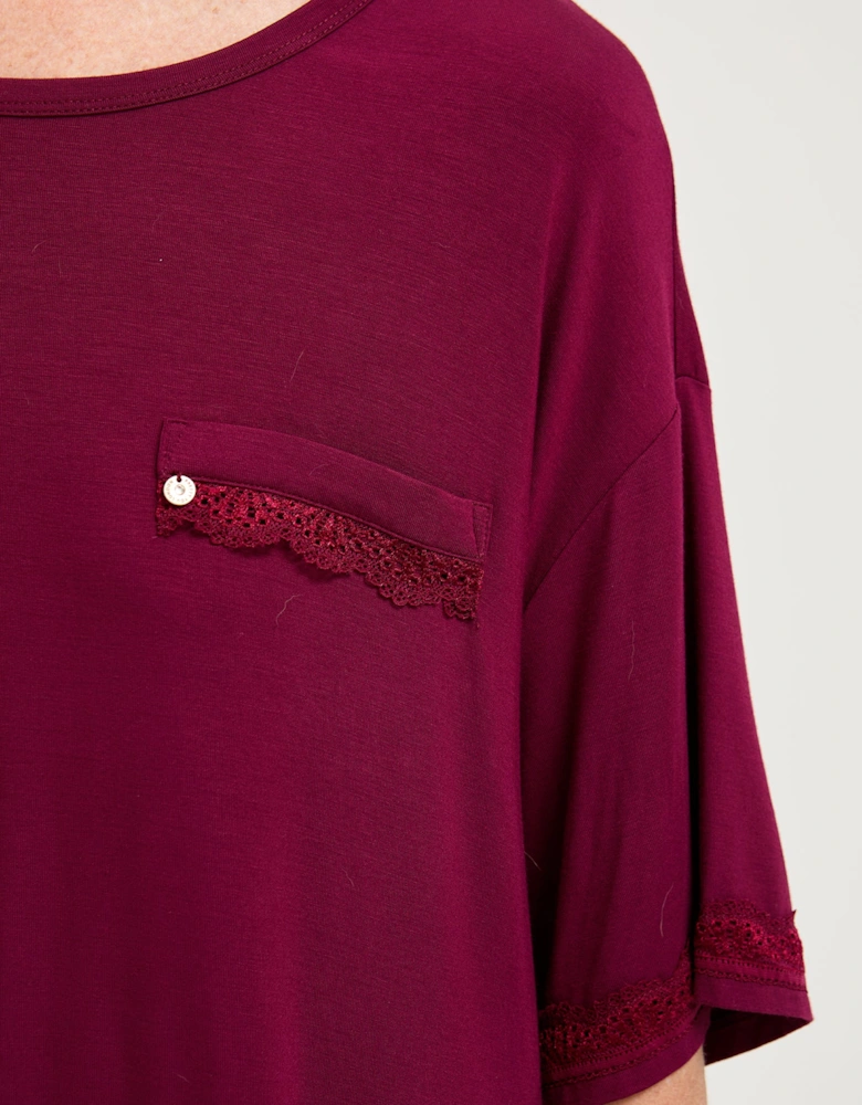 Bamboo Lace Tee Dress in Bordeaux