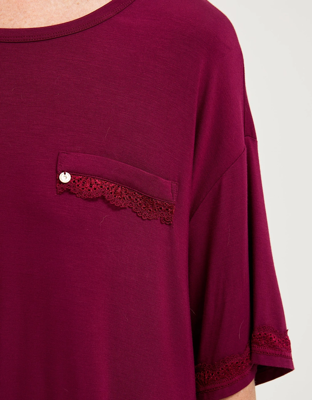 Bamboo Lace Tee Dress in Bordeaux